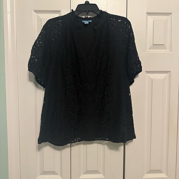 CeCe Elegant Black Lace Top - Picture 1 of 5